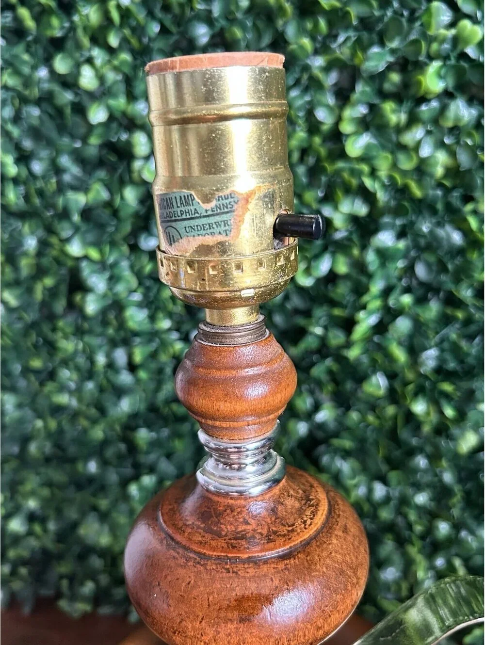 Vintage Wood Tripod Table Lamp Mid Century Danish